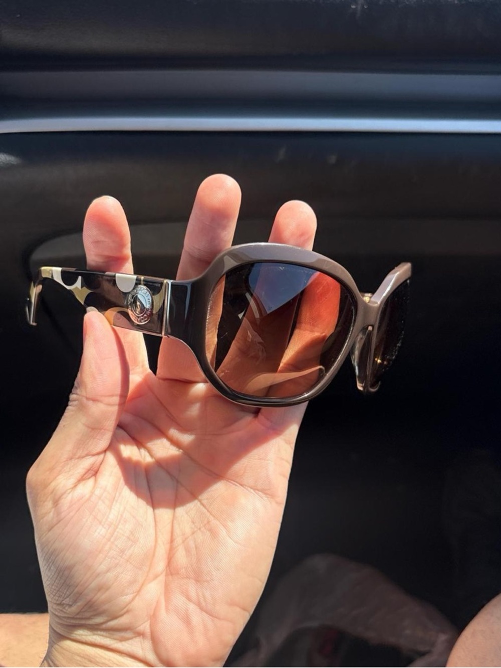 Coach Brown Oversized Sunglasses with Signature Accent